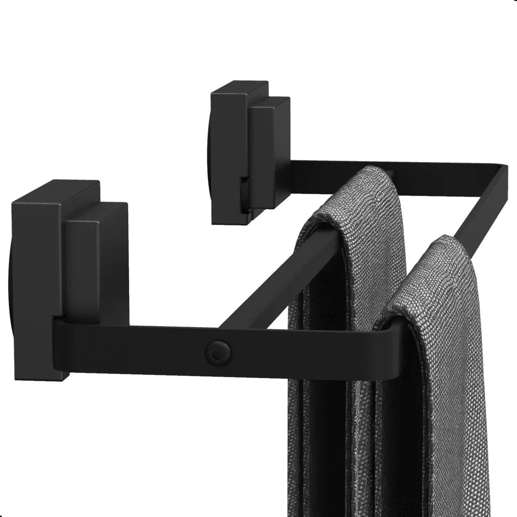 Porta Toalha para Banheiro com Ventosa Duplo Preto