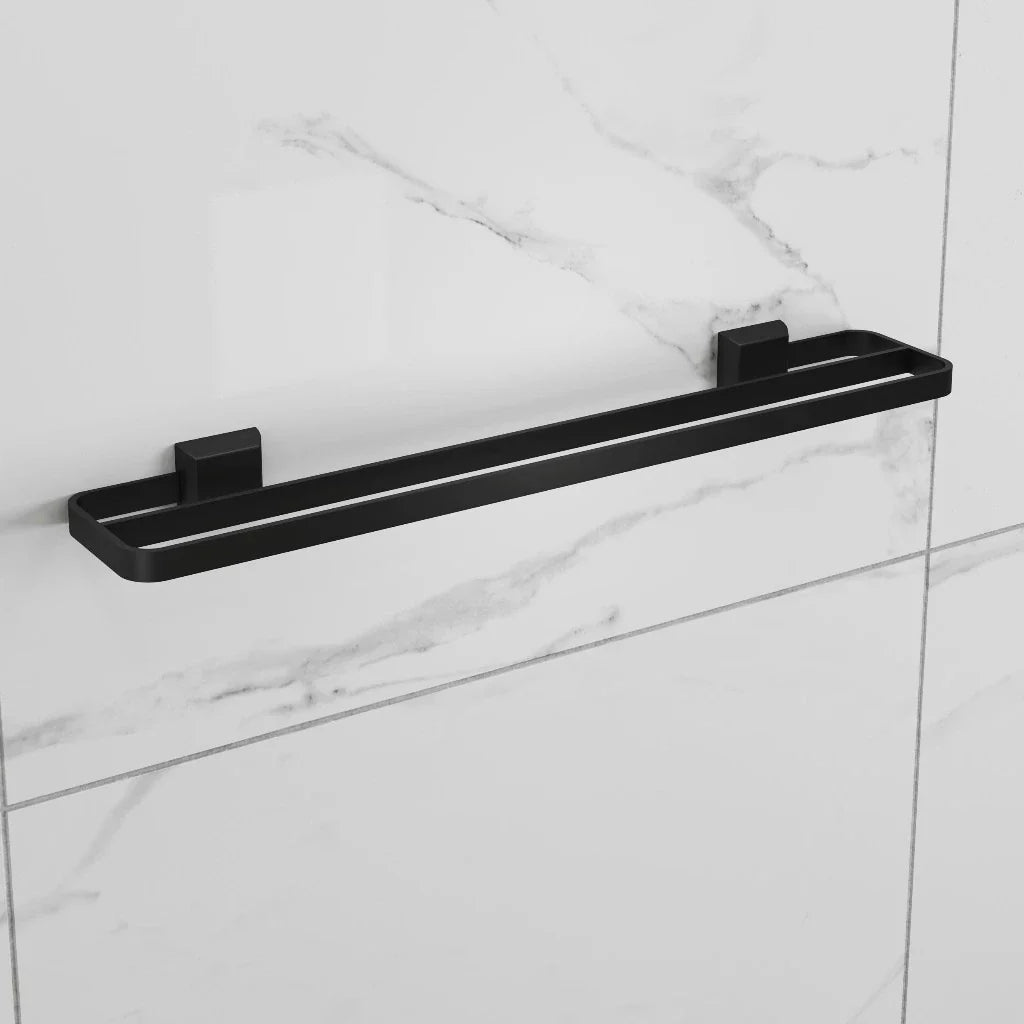 Kit Acessórios Para Banheiro 4 Peças Lavabo Com Toalheiro Duplo Preto Fosco