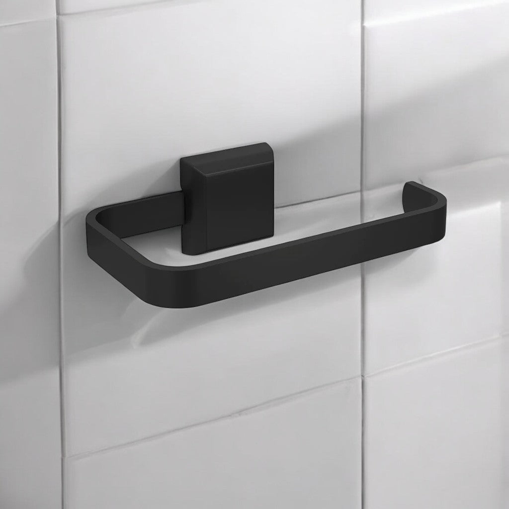 Porta Papel Higiênico Para Banheiro de Luxo Preto Fixação por Parafuso