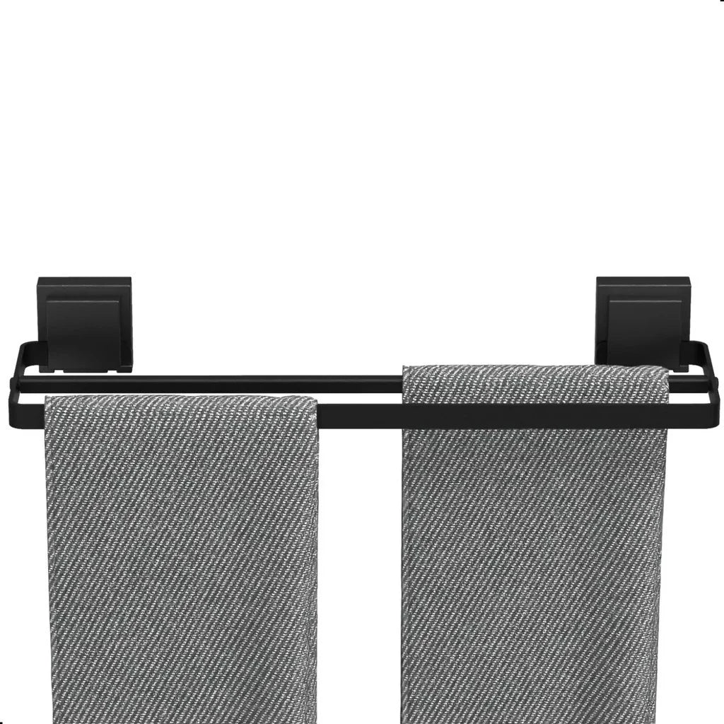 Porta Toalha para Banheiro com Ventosa Duplo Preto