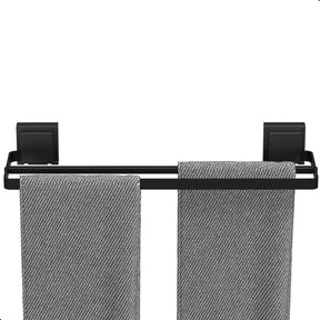 Porta Toalha para Banheiro com Ventosa Duplo Preto